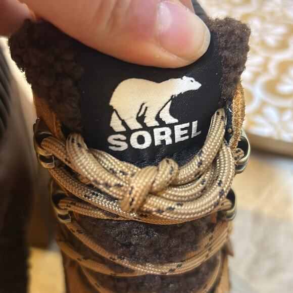 NIB Sorel Brex Heel Cozy Lace waterproof boots in Tawny Buff/Blackened Brown 7.5 - Picture 8 of 12